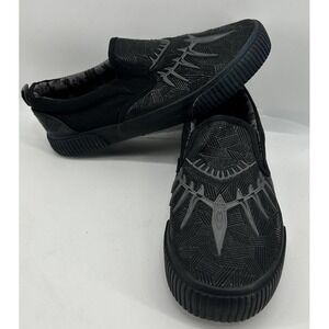 Ground Up Black Panther Marvel Canvas Slip On Sneakers Black‎ Men's Size 8